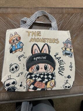 The Monsters Tote Bag - Cream with Black & Pink Accents